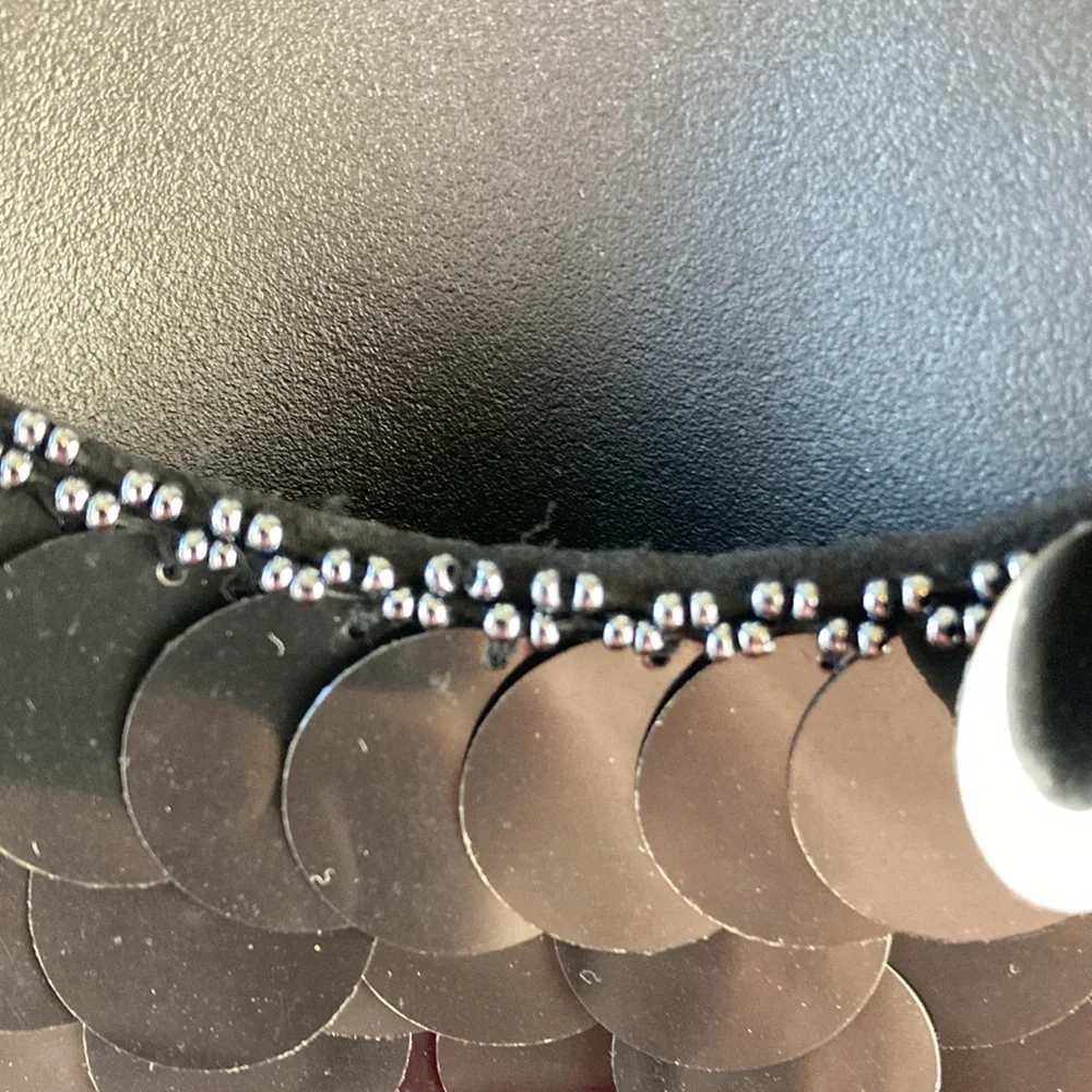 Swee Lo black silk dress top with sequins and beading - Picture 9 of 10